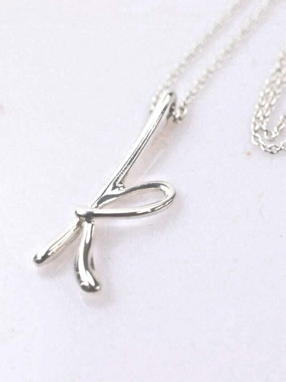 Tiffany & Co Peretti Sterling Silver Alphabet Letter K Pendant Necklace
